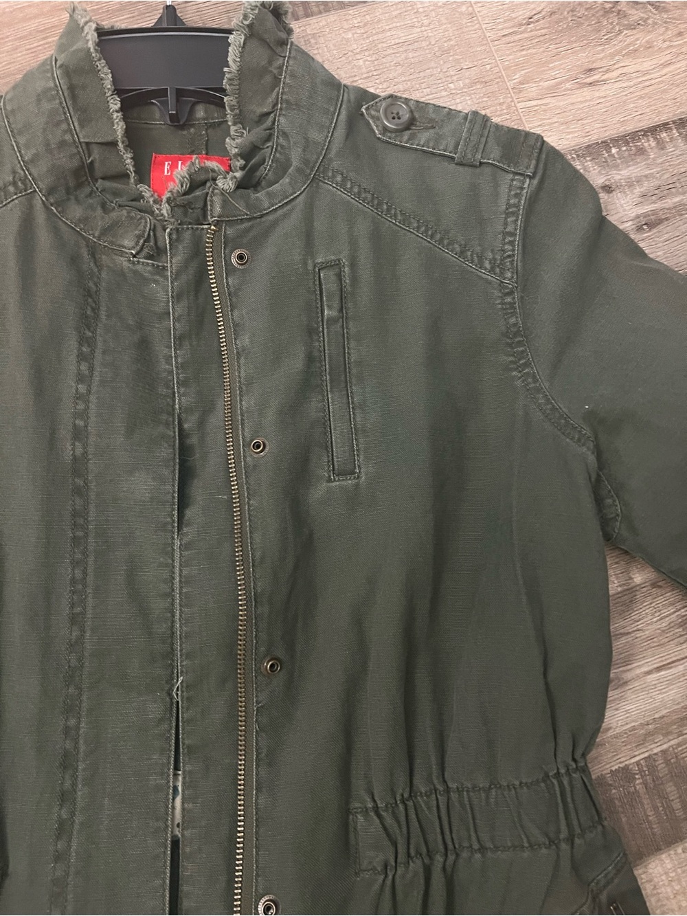 ELLE Olive Green Cinch-Waist Utility Jacket size 4 - Picture 5 of 12